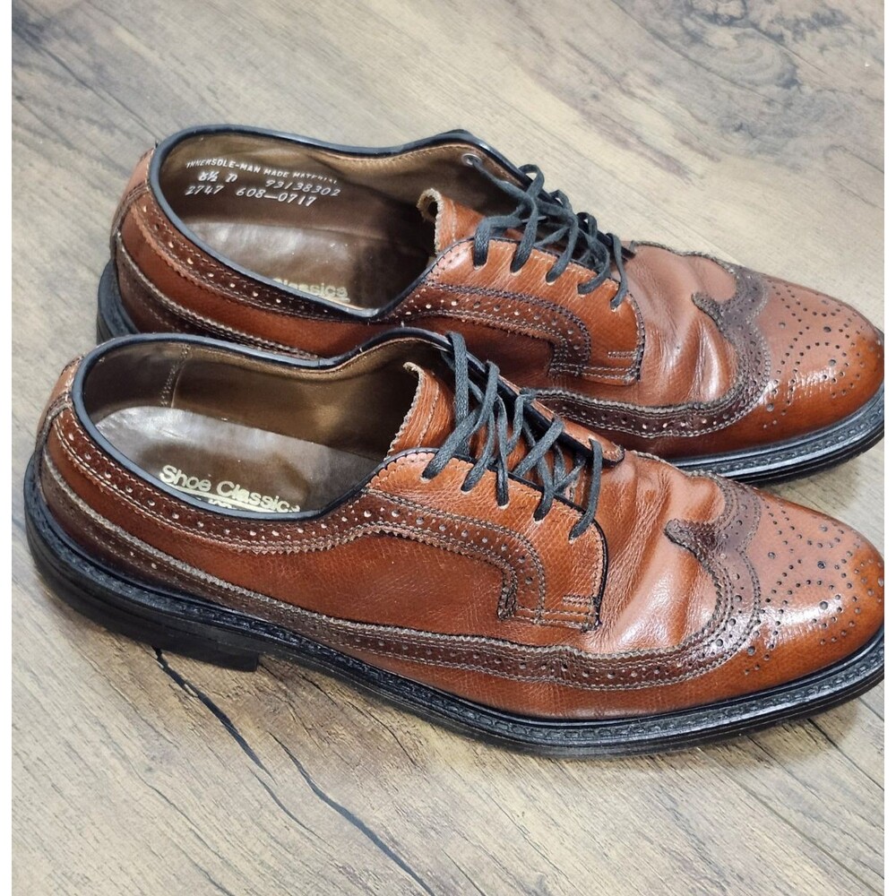 Vintage JCPenney Shoe Classics Brown Longwing Oxford Dress Shoes Men's 8.5